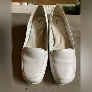 Nurse Mates Jasmin White Leather Wide Slip On Clog